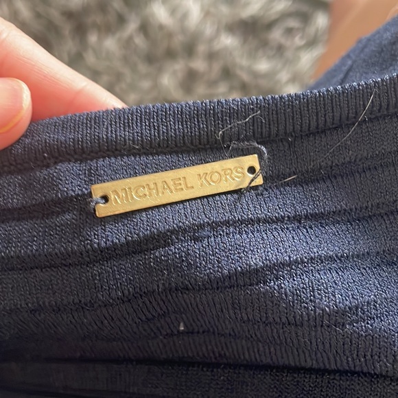 Michael Michael Kors Ribbed Pleated Dress in Navy - Picture 6 of 6